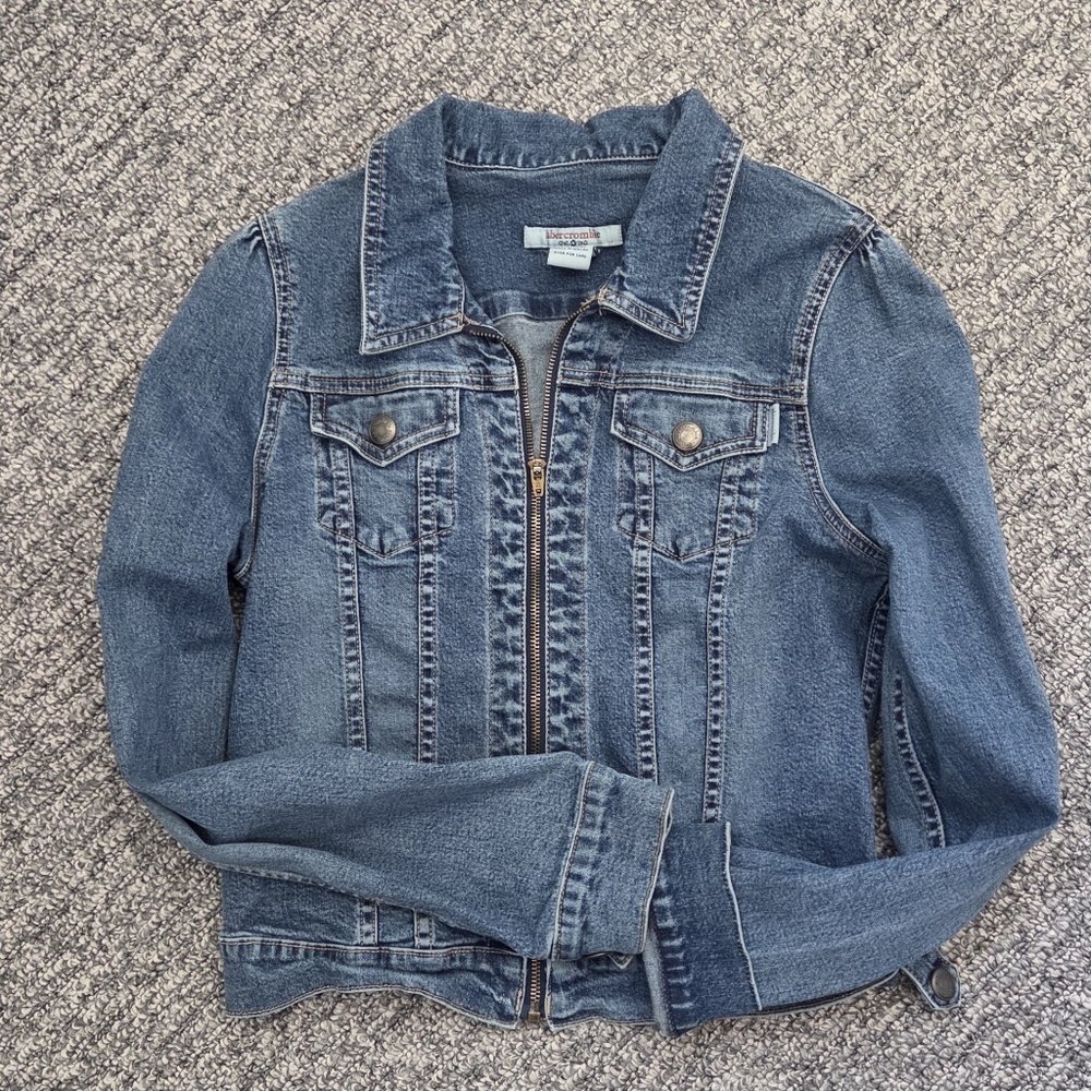 VINTAGE Abercrombie & Fitch Blue Denim Jacket WITH ZIPPER